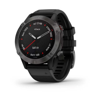 GARMIN fēnix 6 Sapphire, carbon gray DLC avec bracelet noir
