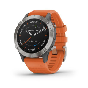 GARMIN FENIX 6 SAPPHIRE TITANE Mixte GRAY/ORANGE
