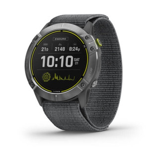 GARMIN Enduro Acier avec bracelet gris UltraFit nylon Mixte