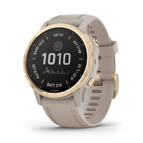 GARMIN fēnix 6S - Pro Solar Edition Light Gold avec bracelet beige