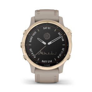 GARMIN fēnix 6S - Pro Solar Edition Light Gold avec bracelet beige