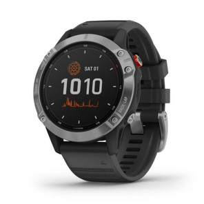 GARMIN FENIX 6 SOLAR Mixte Silver avec bracelet noir