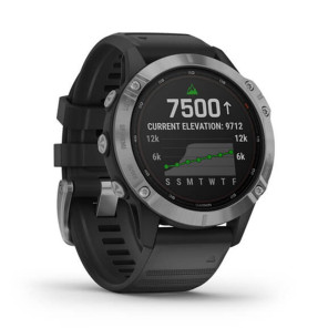 GARMIN FENIX 6 SOLAR Mixte Silver avec bracelet noir