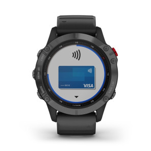 GARMIN fenix® 6 Pro Solar, Gray avec bracelet noir Mixte