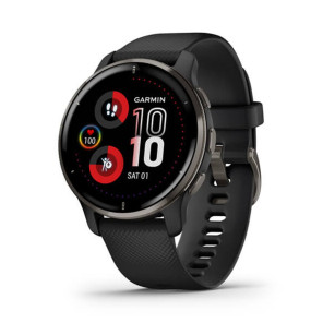 GARMIN VENUS 2 PLUS Mixte Gray Avec Bracelet Silicone Noir