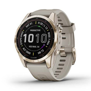 GARMIN Fénix 7S Sapphire Solar Mixte Titane, Light Gold, Light Sand