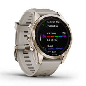 GARMIN Fénix 7S Sapphire Solar Titane, Light Gold, Light Sand