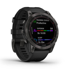 GARMIN Fénix 7 Sapphire Solar Titane, Carbon Gray, Black