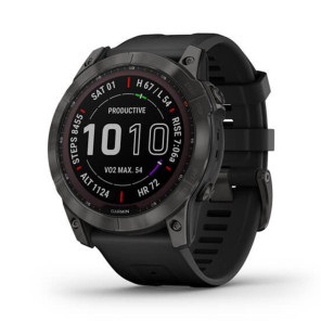 GARMIN Fénix 7X Sapphire Solar Titane, Carbon Gray, Black