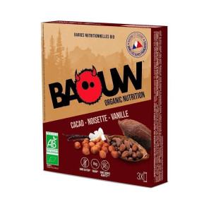 BAOUW Barres énergétiques bio | Cacao - Noisette - Vanille | Pack de 3