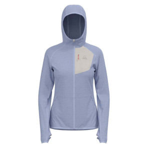 ODLO MID LAYER HOODY FULL ZIP ASCENT Femme BLUE HERON - SILVER CLOUD